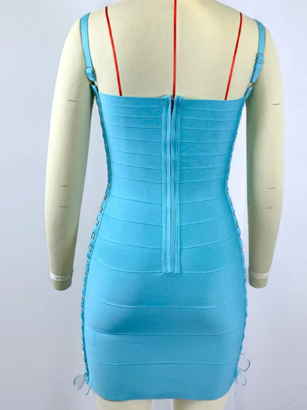 Sexy Aqua  Grommet Bandage Night Out Mini Dress